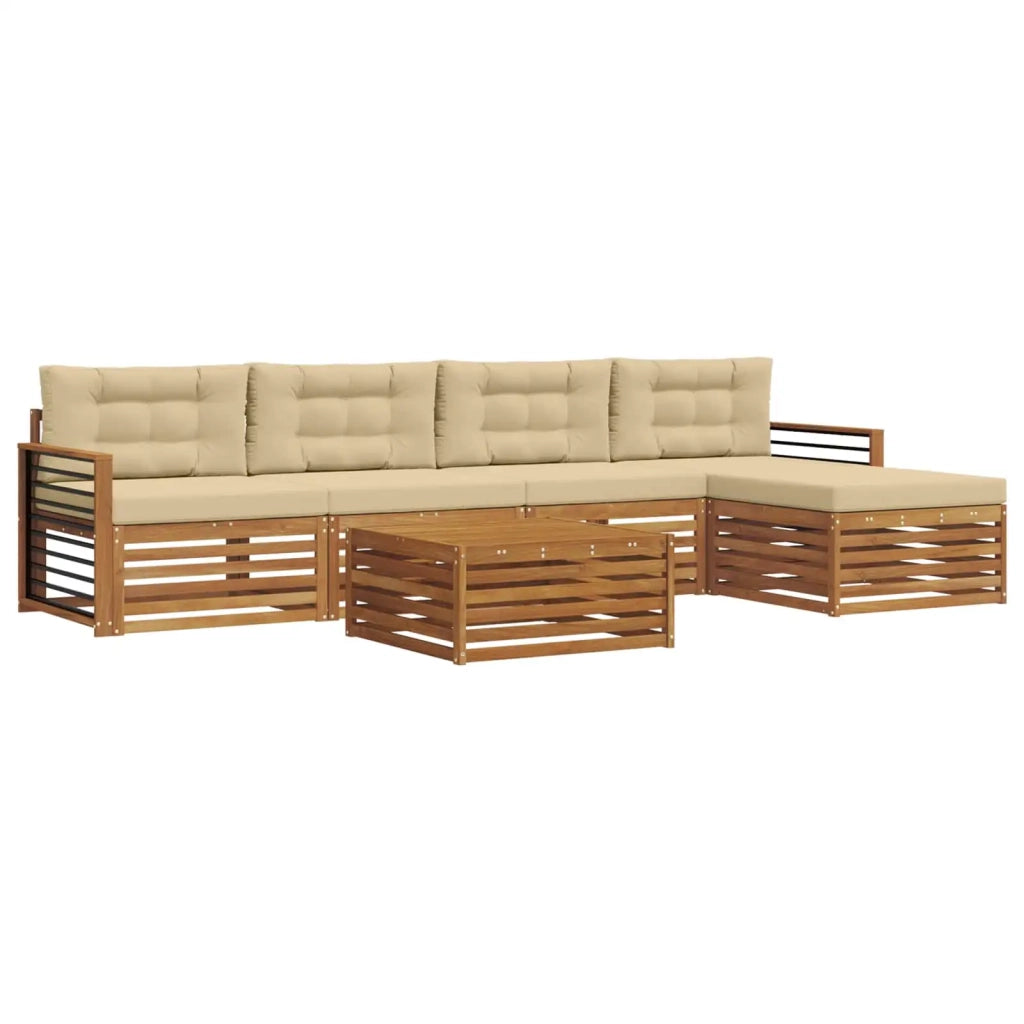 Set di divani da esterno con cuscino 6 pcs Naturale e Beige