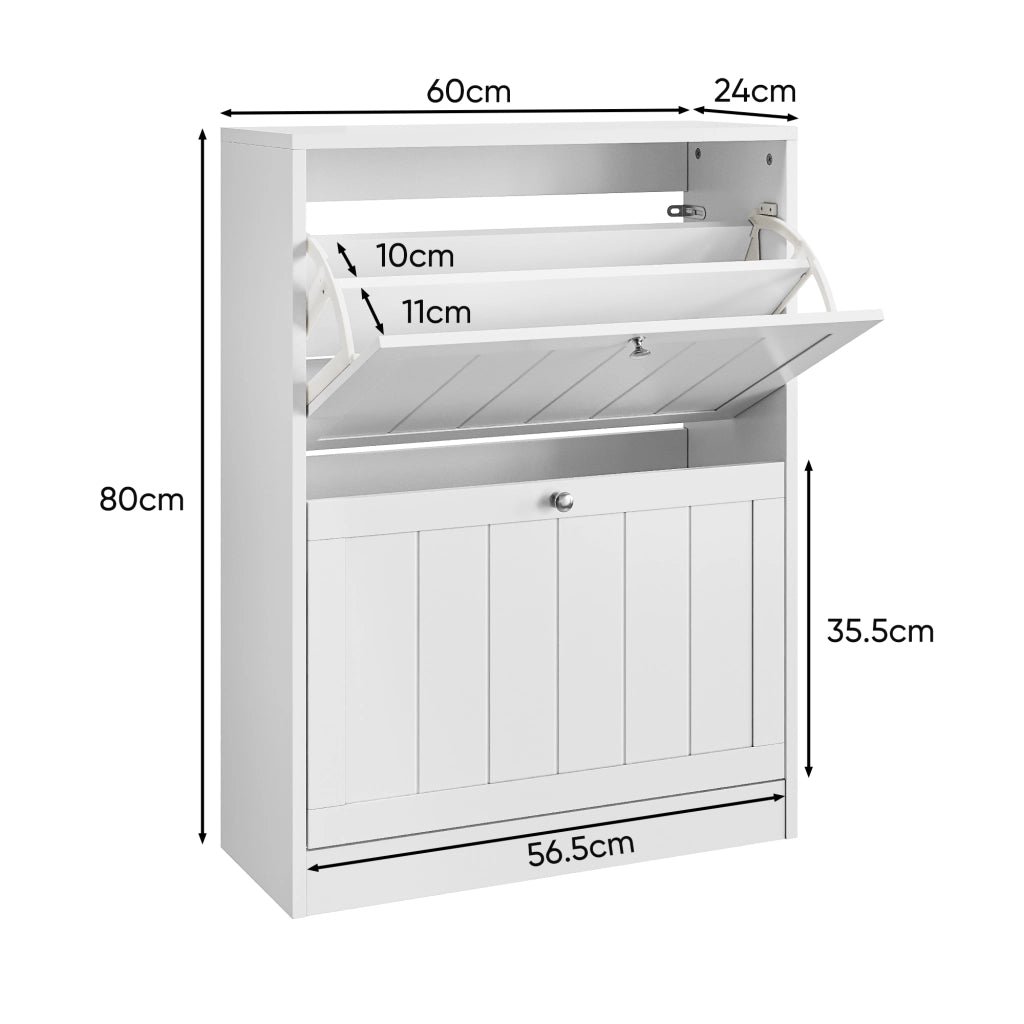 Scarpiera Bianca con 2 Ante a Ribalta ¨C Xylo ¨C Legno, 60 cm, Ingresso