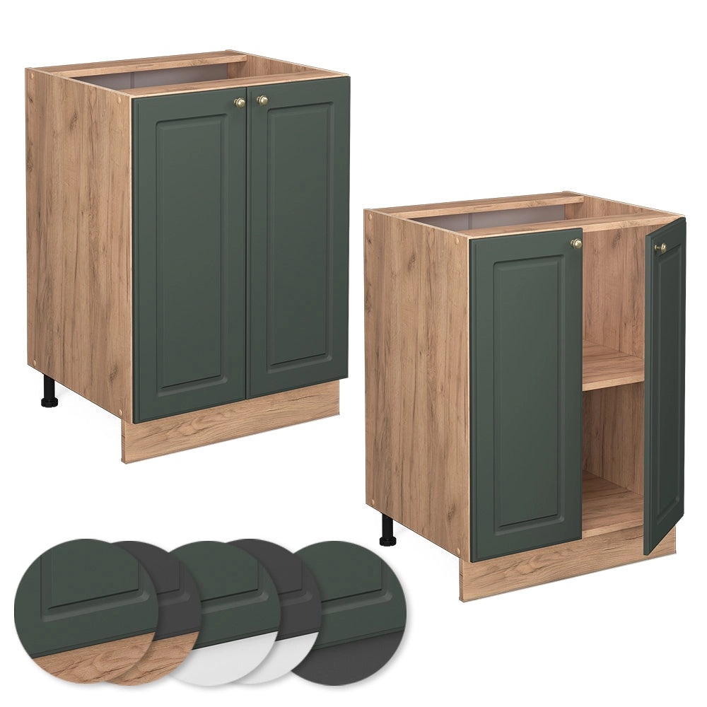Mobiletto base cucina Fame-Line Verde-oro rustico/Rovere dorato 60 cm senza piano di lavoro Vicco