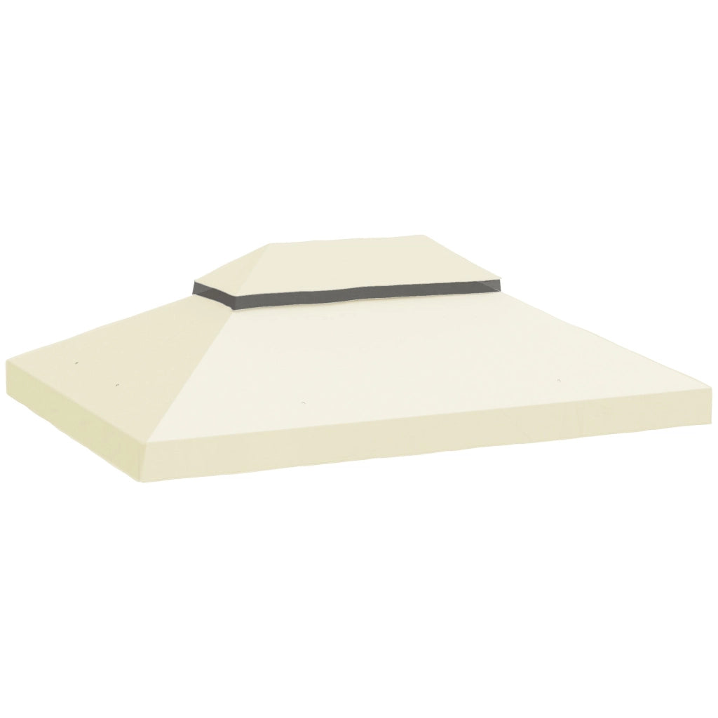 Copertura per Gazebo da Giardino 400x 300 cm a 2 Livelli in Tessuto Oxford 600D con Fori di Drenaggio Bianco Crema