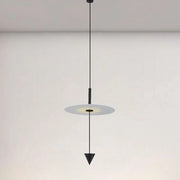 Trade Shop - Lampadario A Sospensione Lampada 12w Luce Led 4000k Disco Bianco ø23cm Cono Nero 32996 -