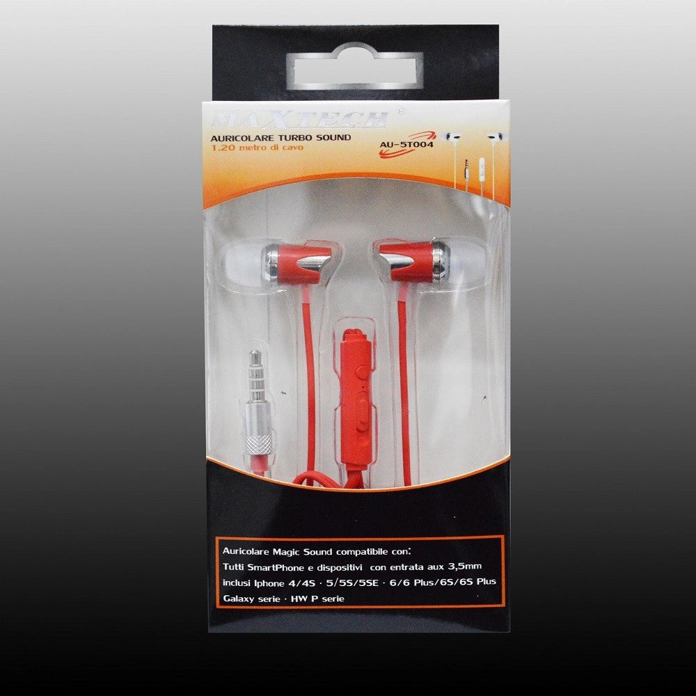 Trade Shop - Auricolari Cuffie Musica Con Filo Microfono Per Cellulari Smartphone Maxtech Au-5t004 -