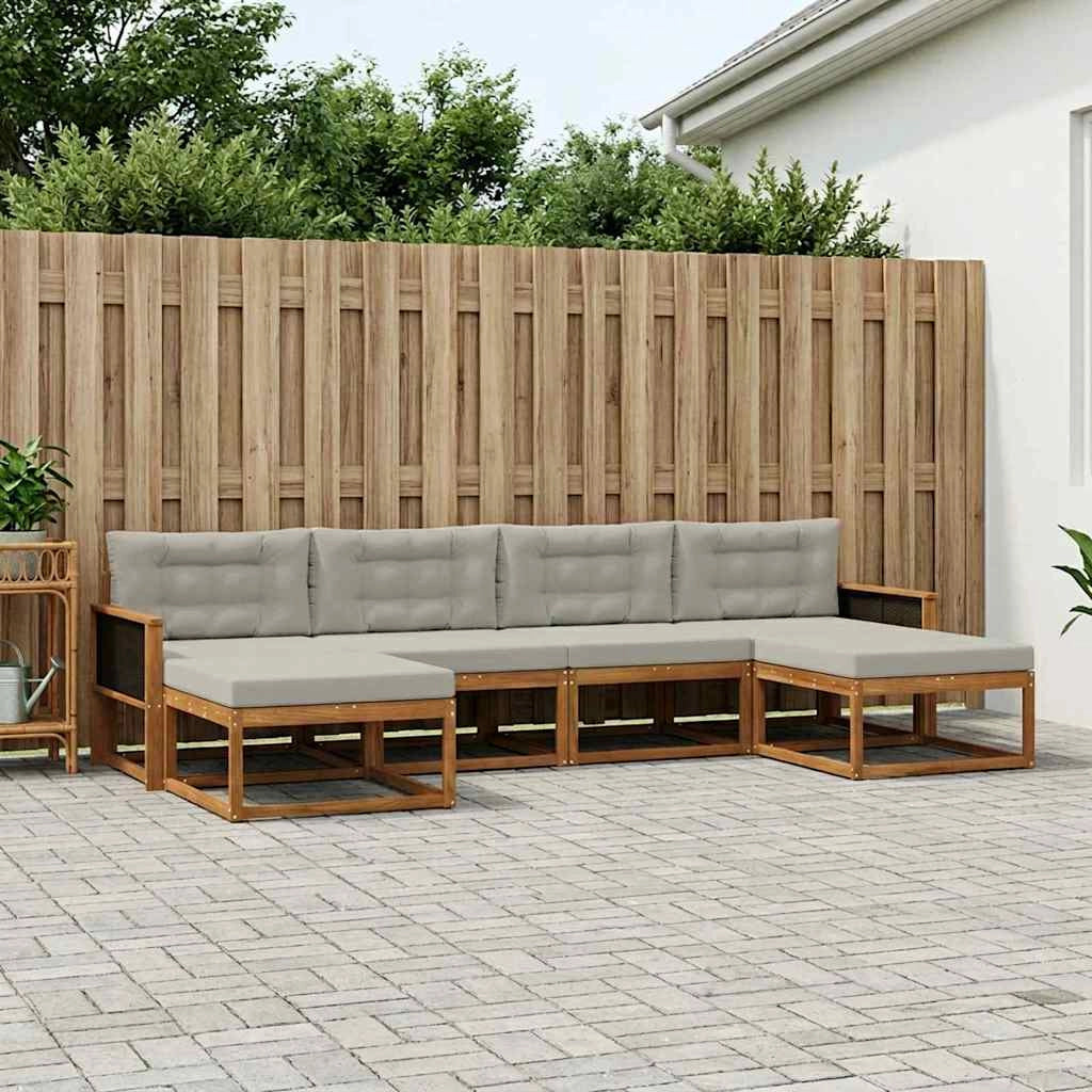 Set di divani da esterno 6 pz Naturale e Grigio Chiaro 3382774