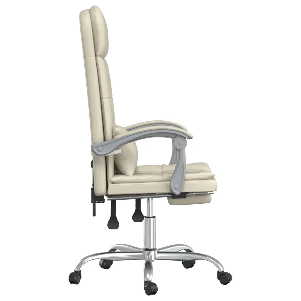 Poltrona da Ufficio Massaggiante Reclinabile Crema Similpelle cod mxl 9344