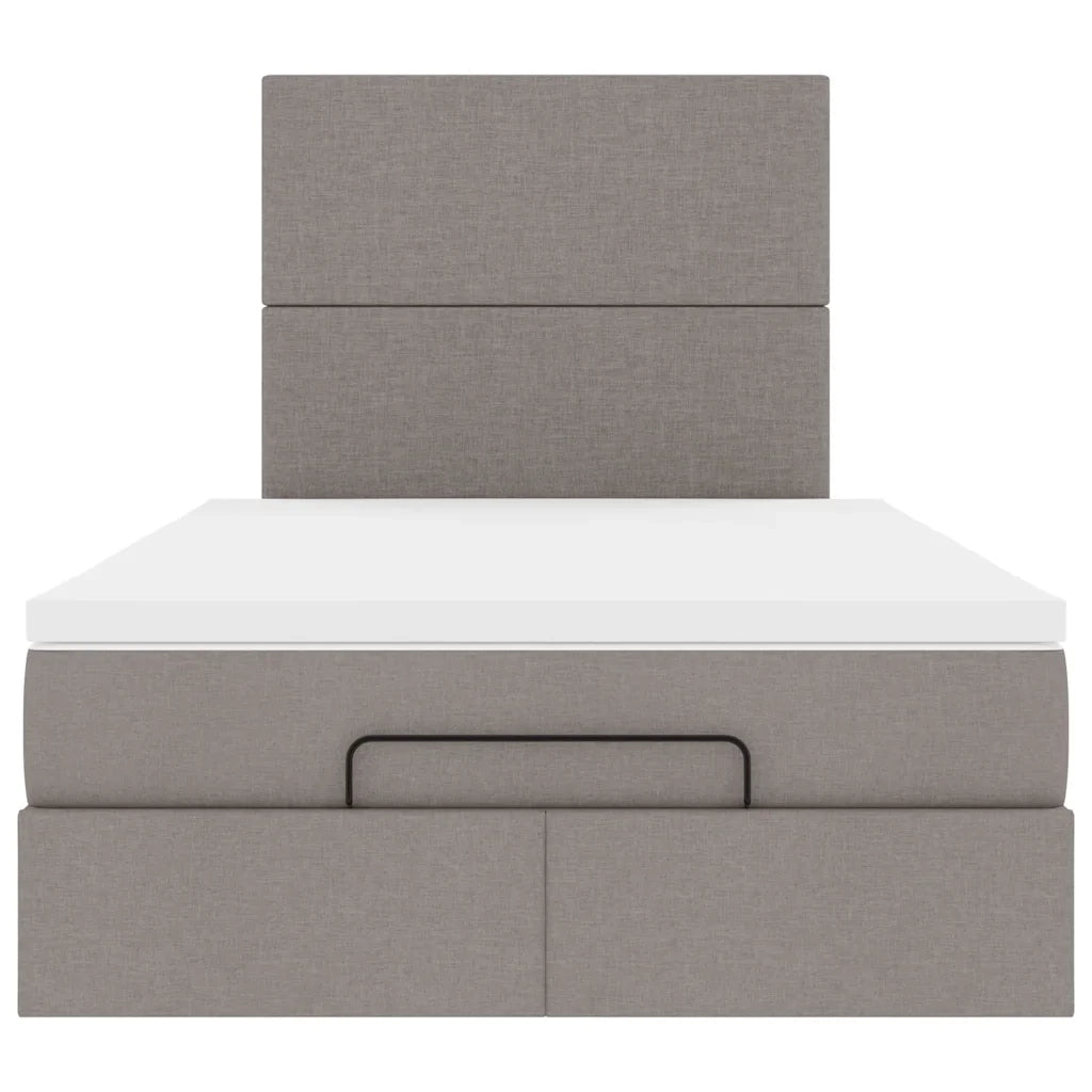 Struttura Letto Pouf con Materasso Tortora 120x190 cm Tessuto 3313061