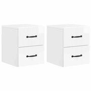 Mobiletto da notte a muro 2 pcs Bianco Lucido 34,5 x 33 x 40 cm
