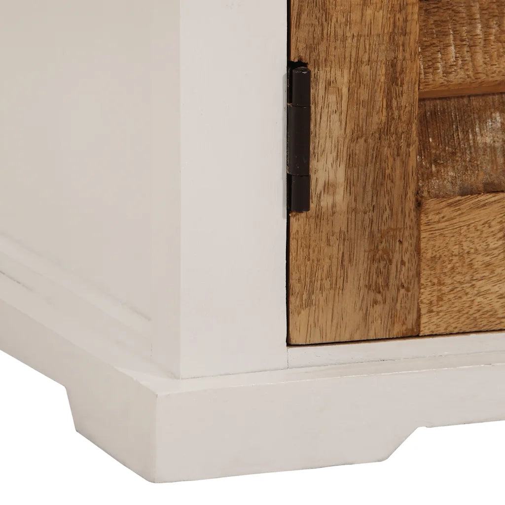 Credenza | Madia | Buffet da pranzo | Armadio da pranzo Bianca e Marrone 55x30x73 cm Massello di Mango Grezzo