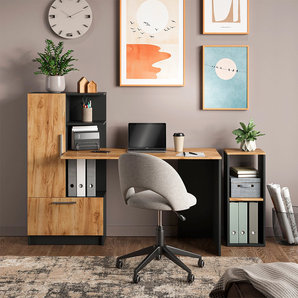 Set scrivania Tomy Antracite/Rovere dorato 150 x 59 cm Set di 2 Vicco