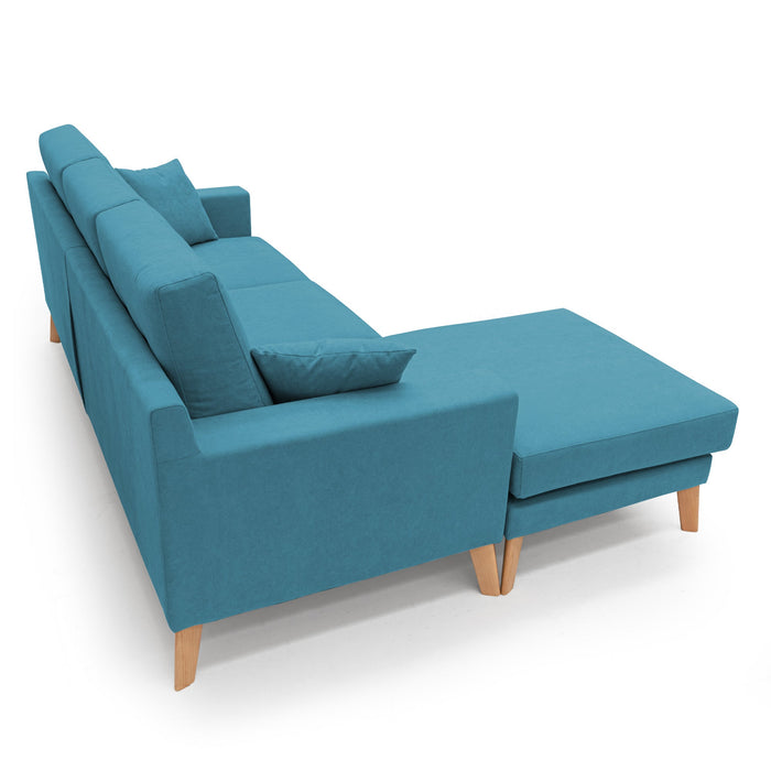 Danish Divano angolare REVERSIBILE in tessuto morbido impermeabile T02 237 cm azzurro