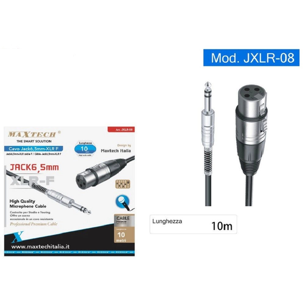 Trade Shop - Cavo Jack 6.5mm A Xlr Femmina Audio Prolunga Per Microfono Da 10 Metri Jxlr-08 -