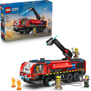 LEGO City Autopompa dell`Aeroporto - Camion Giocattolo dei Pompieri - Veicolo di Emergenza con 4 Minifigure di Vigili de