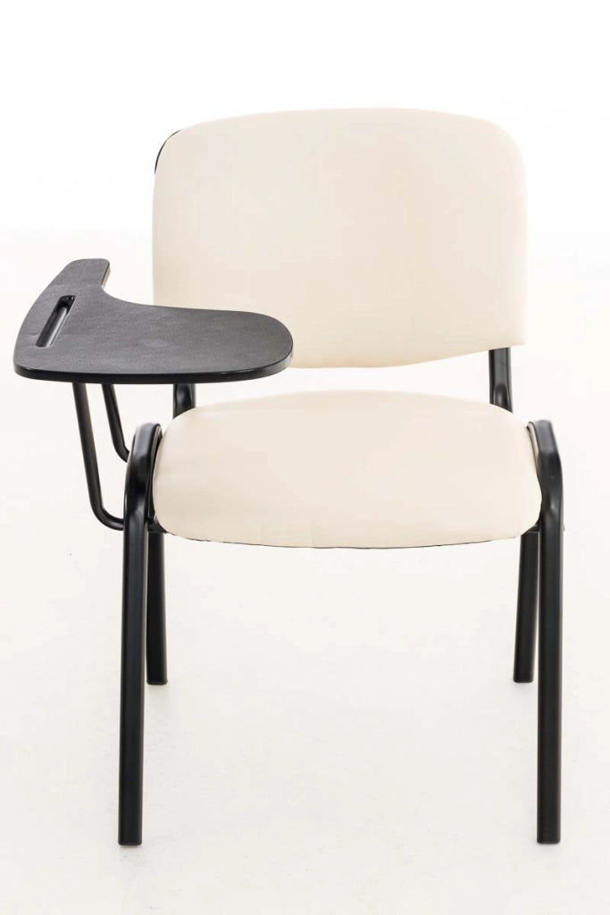 Sedia Ken in similpelle con tavolino ribaltabile crema