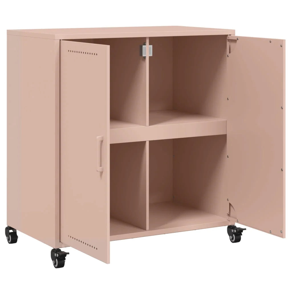 Credenza cassettiera armadio mobile contenitore organizer per cucina soggiorno salotto 68,5 x 39 x 72 cm acciaio rosa 02_0036212