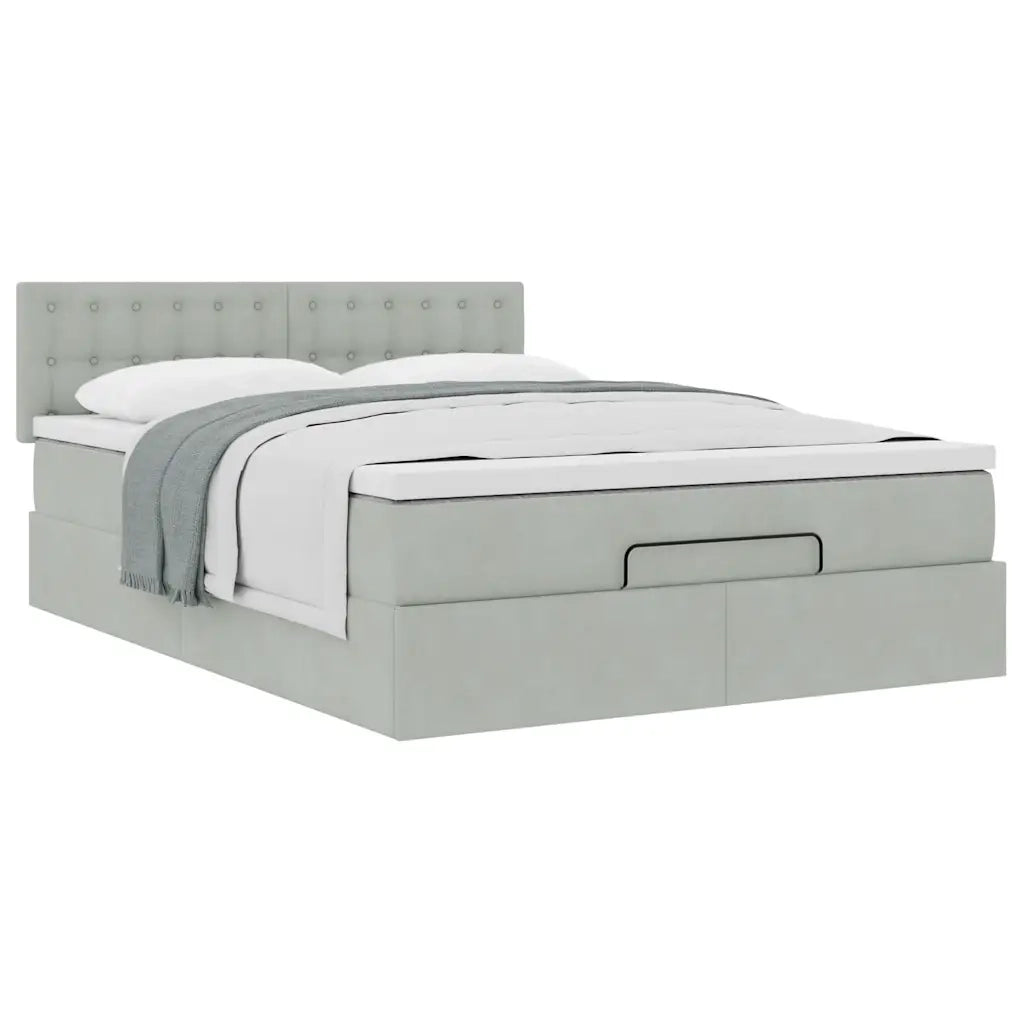 Struttura Letto Pouf con Materasso 140x200 cm in Velluto
