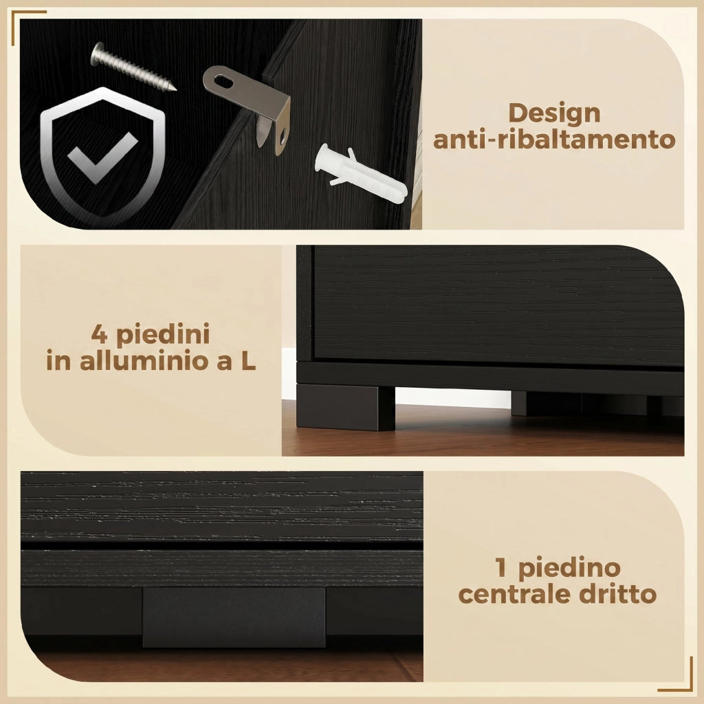 Scarpiera Moderna con Specchio. 4 Cassetti a Ribalta. Capacit¨¤ Fino 16 Paia di Scarpe. Nero