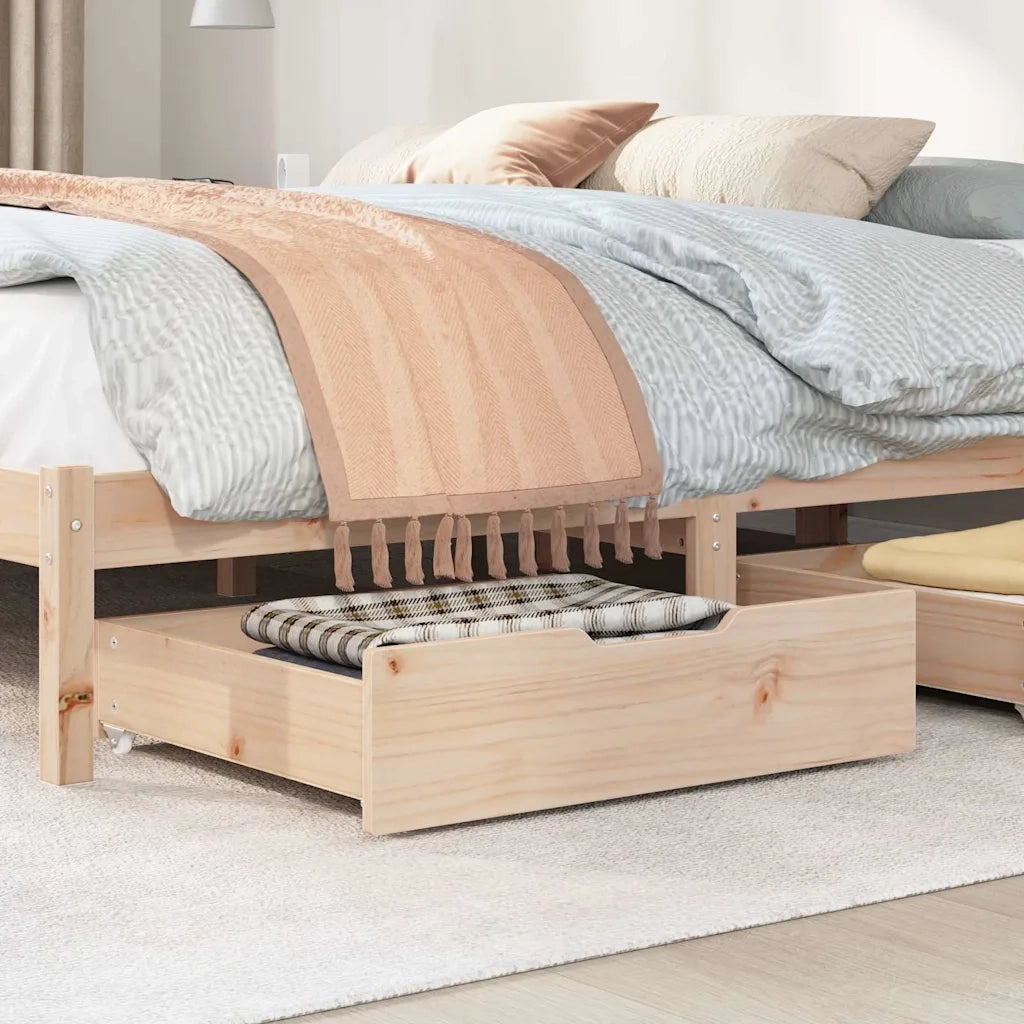 Cassettoni da Letto con Ruote 2 pz 65x55x17 cm in Legno di Pino 850935