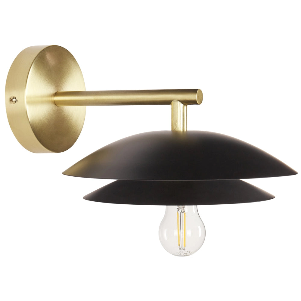 Lampada da parete moderna con base in metallo nero e paralume a cono camera da letto soggiorno glamour