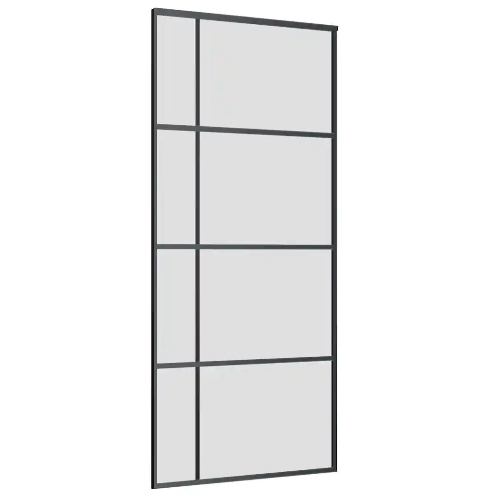 Porta Scorrevole con Ferramenta Nera 90x205 cm in Vetro ESG