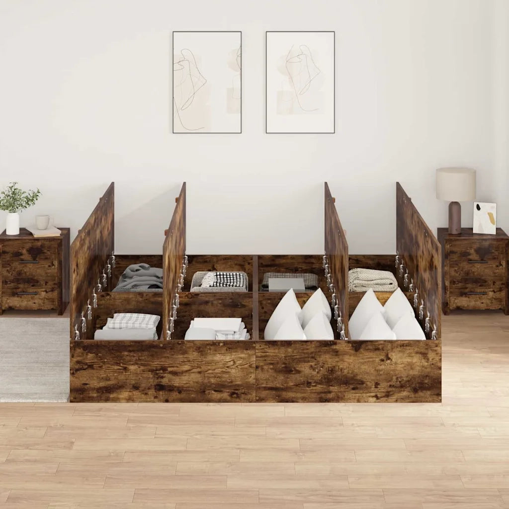 Struttura letto con contenitore Rovere fumé 200 x 200 cm 3335361