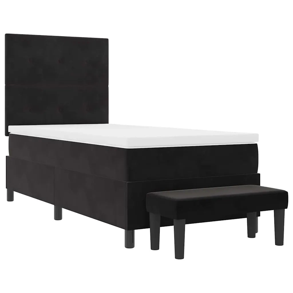 Letto a molle con materasso Nero 80 x 200 cm Velluto