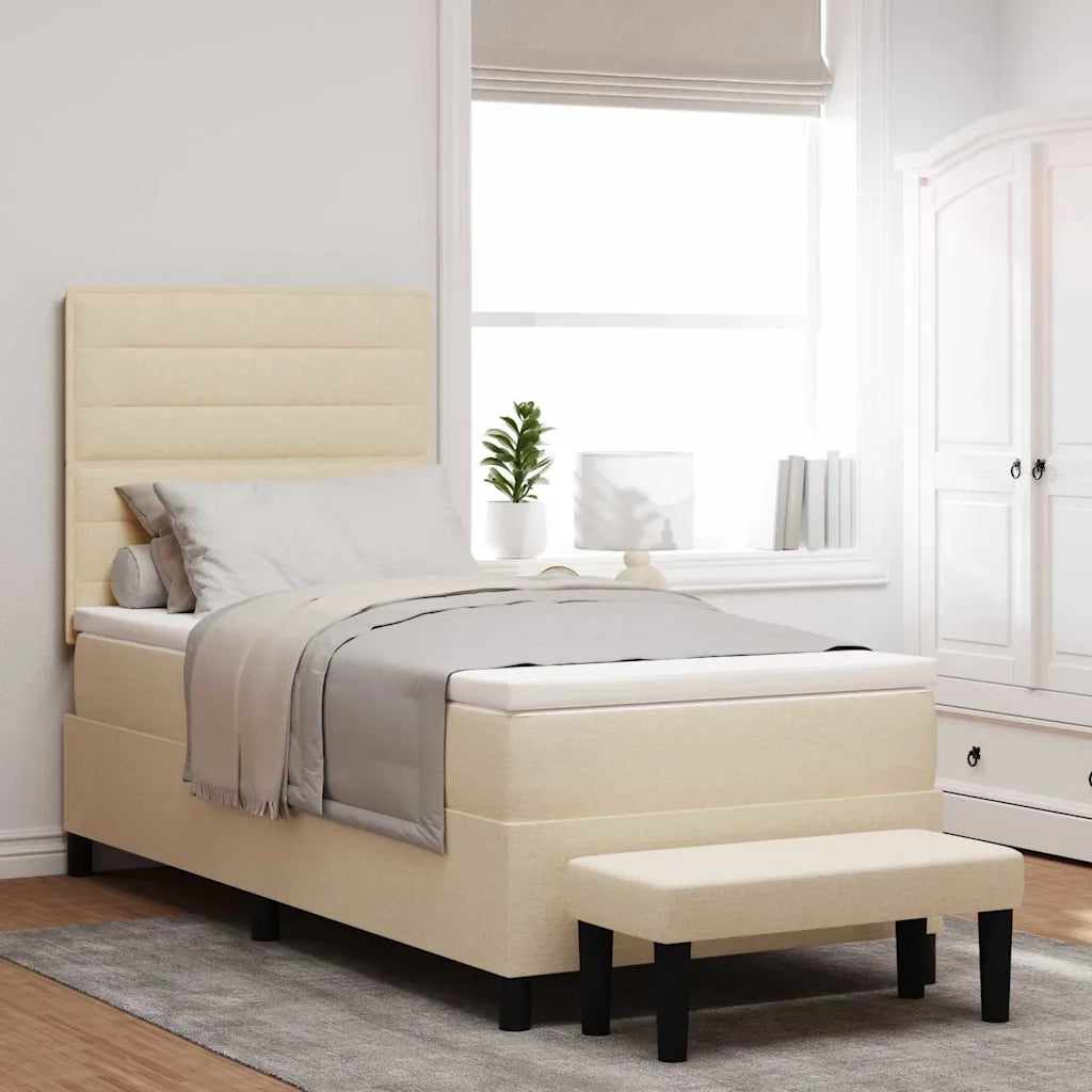 Letto a molle con cuscino Crema 100 x 200 cm Tessuto 3343972