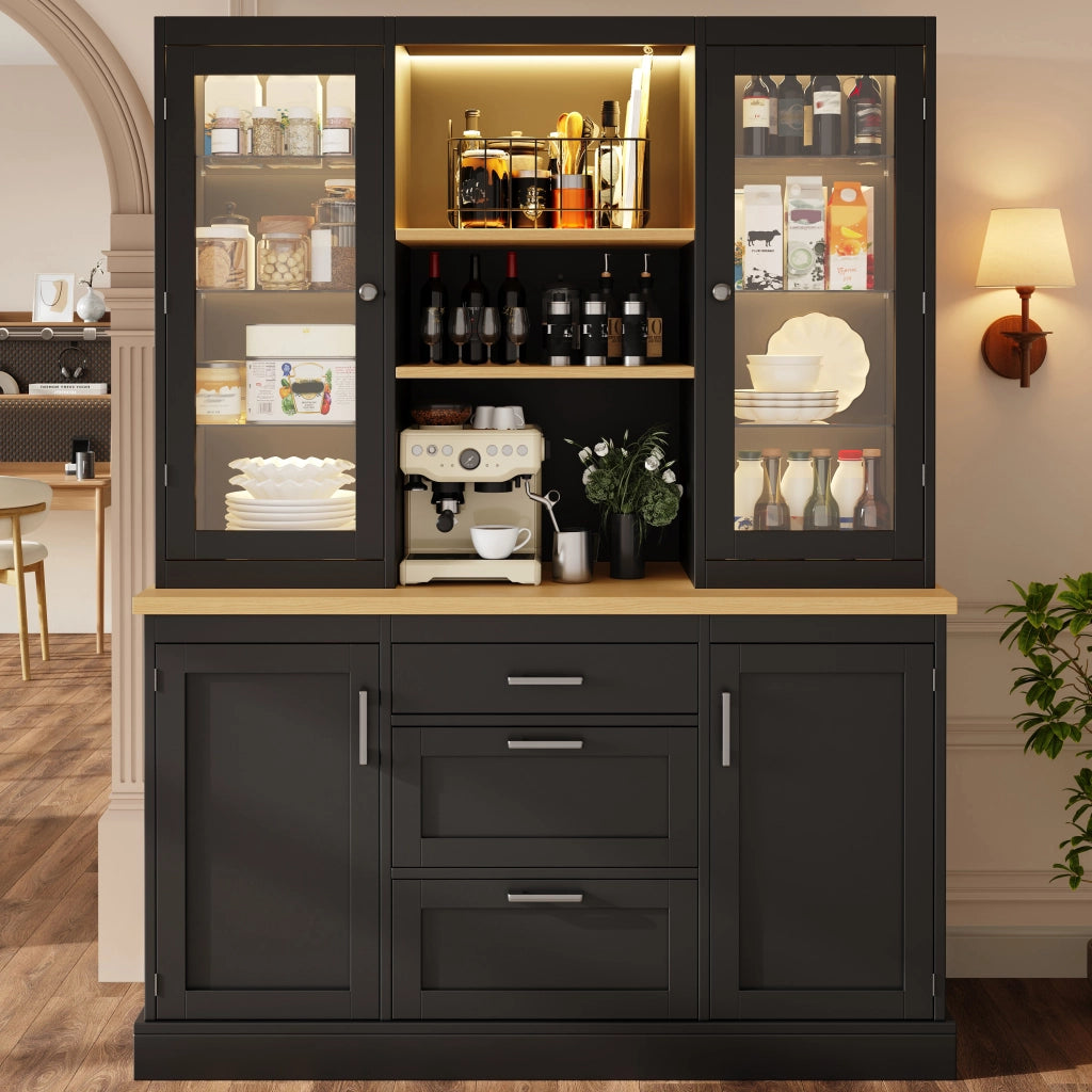 Mobile Cucina con LED Smart ¨C Xylo ¨C Nero/Bianco/Verde, 3 Cassetti, 185x140x40