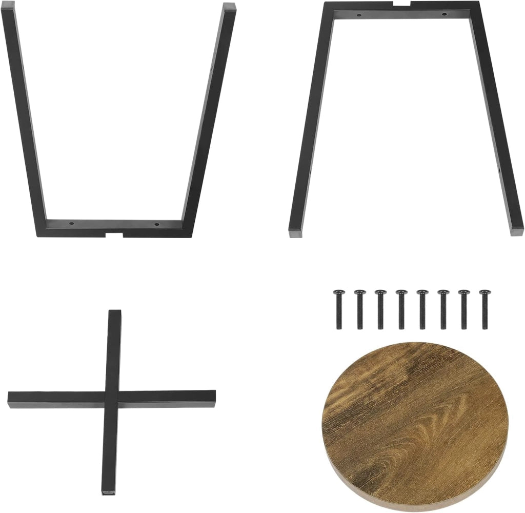 Set di 4 Sedie Sala da Pranzo, Sgabelli da Cucina, Sedile in Legno e Gambe in Metallo, Stile Industriale, Legno Vintage + Nero, BH370hov-4
