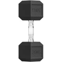 Manubrio Esagonale da 20kg in Acciaio e Gomma per Workout in Palestra, Casa e Ufficio, Nero