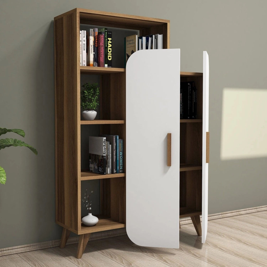 Libreria in legno "Form" 90 x 32 x 132 cm - Noce