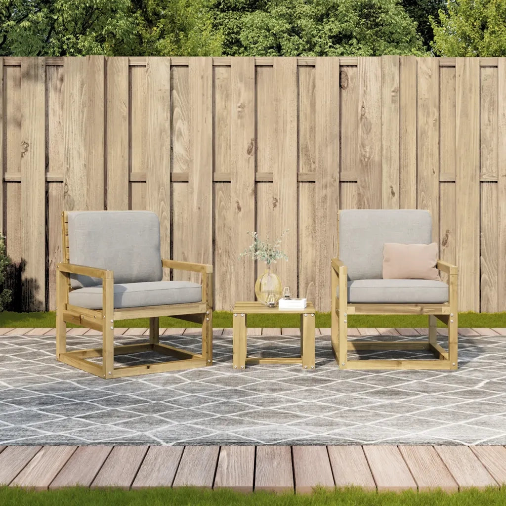 Set Salotto da Giardino 3 pz | Set di Mobili da Esterno in Legno Impregnato di Pino