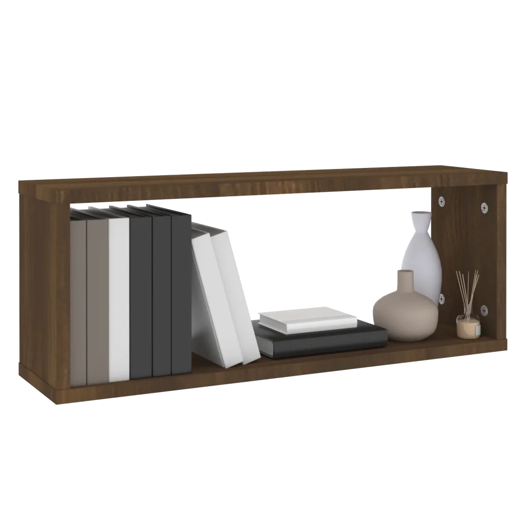 Mensole Cubo Muro 6pz Rovere Marrone 60x15x23 Legno Multistrato cod mxl 33006
