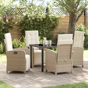 Set da Pranzo per Giardino con cuscino 5 pcs Beige polyrattan 3380331