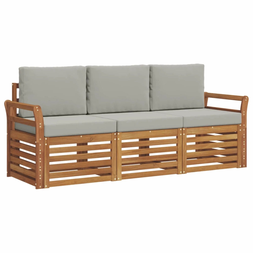 Set divani con cuscino 3 pcs Grigio Naturale e Chiaro