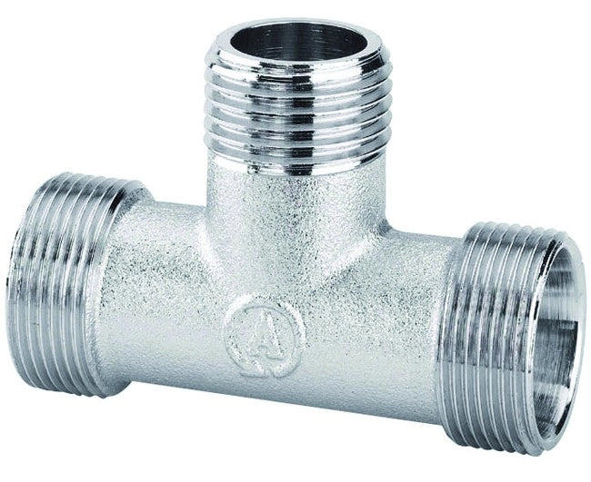 RACCORDO A T MASCHIO IN OTTONE CROMATO 1/2 M 24X19   ARTECLIMA S.R.L.