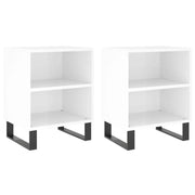 Set di 2 Comodini | Armadio da Notte | Mobiletto da notte Bianco Lucido 40x30x50 cm in Legno Multistrato
