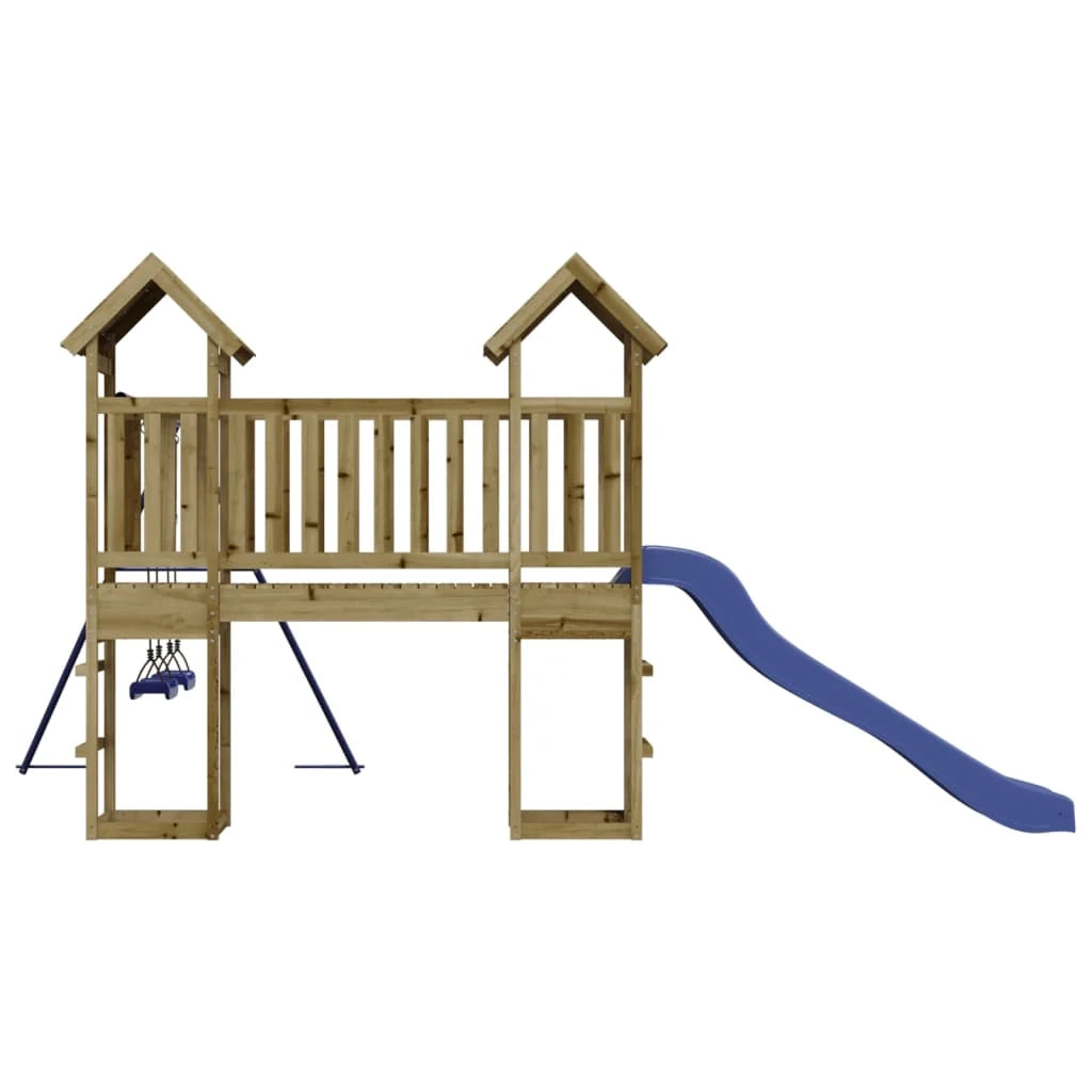 Altalene per parco giochi all'aperto scivolo altalene robuste giochi da giardino 308 x 461 x 207 cm legno di pino impregnato 02_0004828