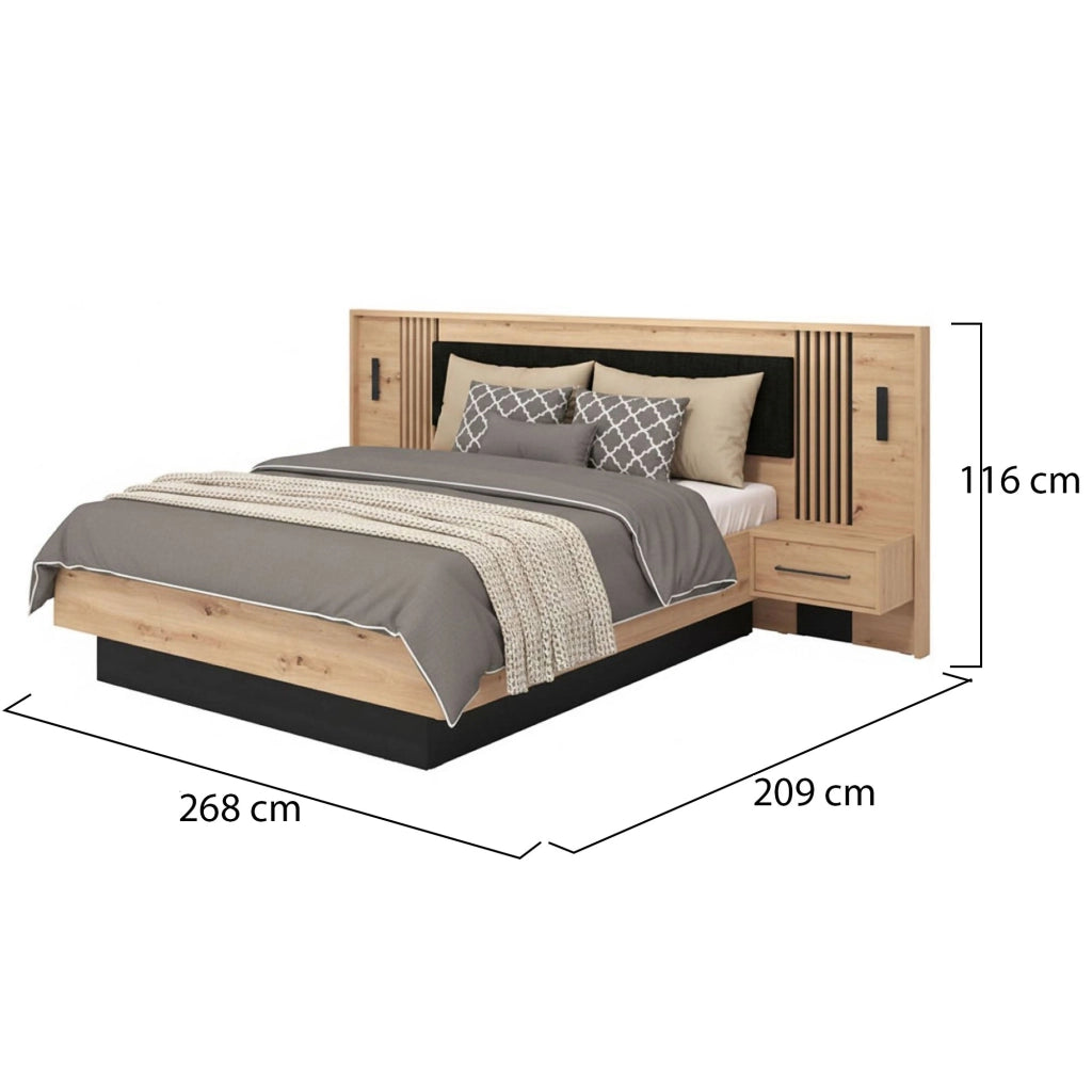 Letto Matrimoniale Casotto, Letto Matrimoniale Dimensione Materasso 160x200 cm, Marrone Rovere Nodi