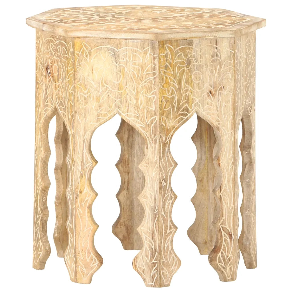 Tavolino da Salotto Ã˜48 cm in Legno Massello di Mango