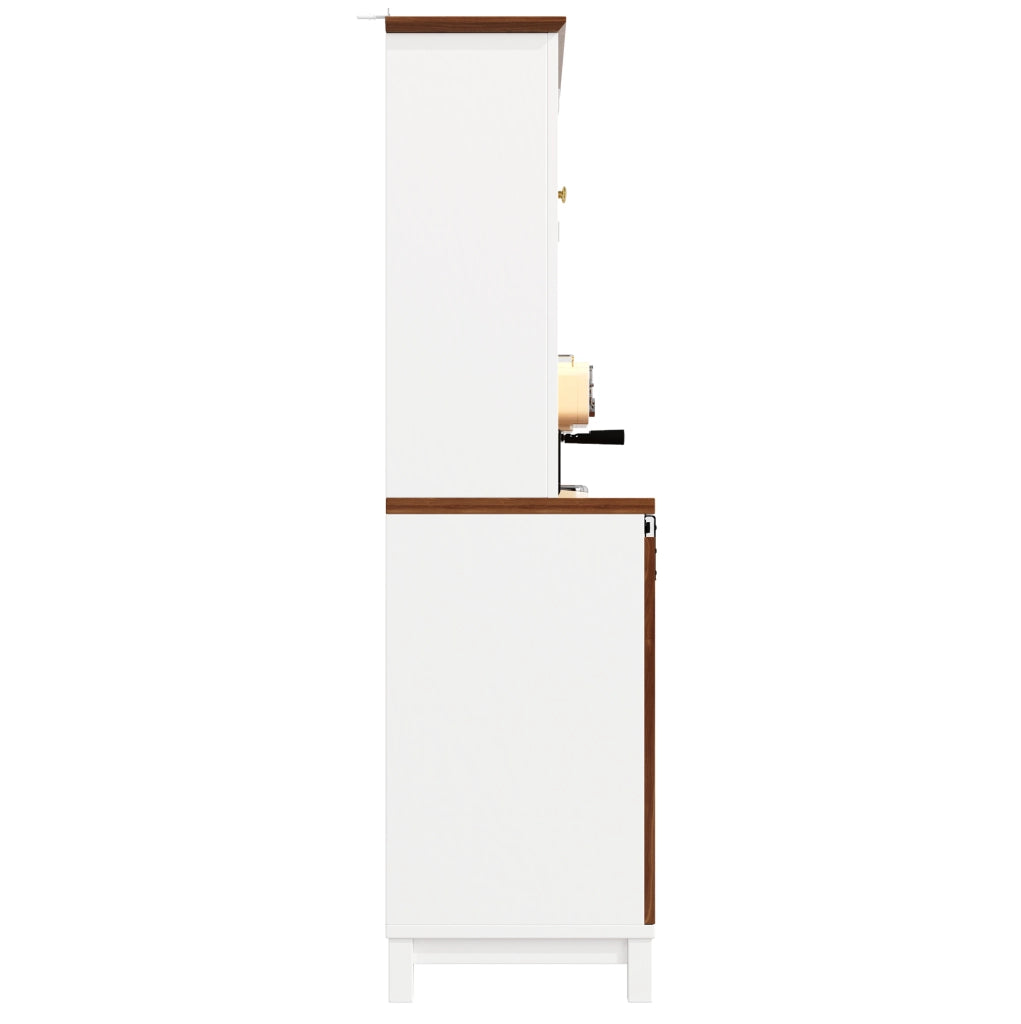 Credenza alta 104x40x180 cm bianca in MDF， metallo e vetro con LED