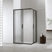 Box Doccia 70x100 Cm h190 Scorrevole Profili Nero Opaco Vetro 6 mm Trasparente| Neat