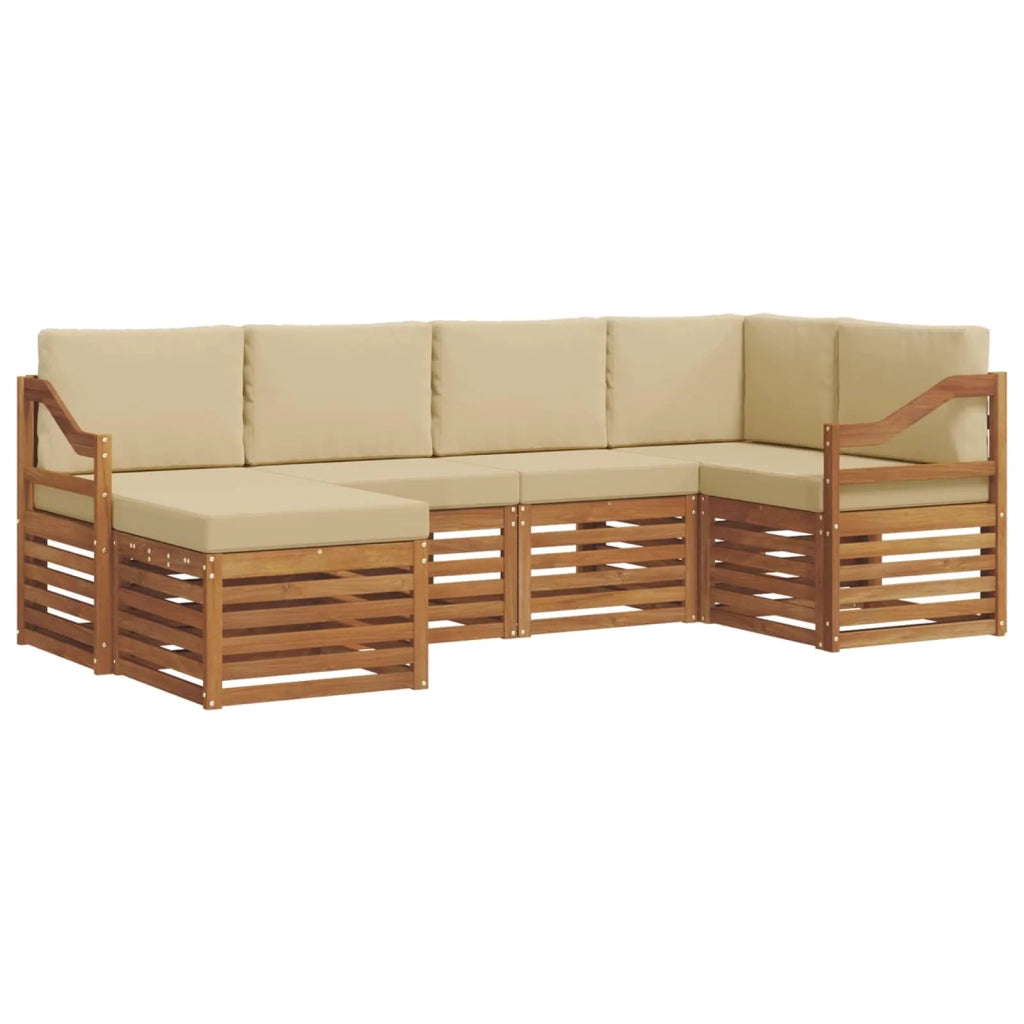 Set divano sezionale con cuscino 6 pcs Naturale e Beige