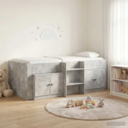 Struttura Letto Loft con Mobile con porta 3 pz Grigio Cemento 3423369