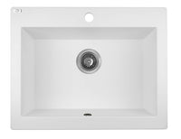 Lavello a Vasca Singola con Grembiule 63x49 cm | Ceramica Moderna, Sifone Salvaspazio Incluso