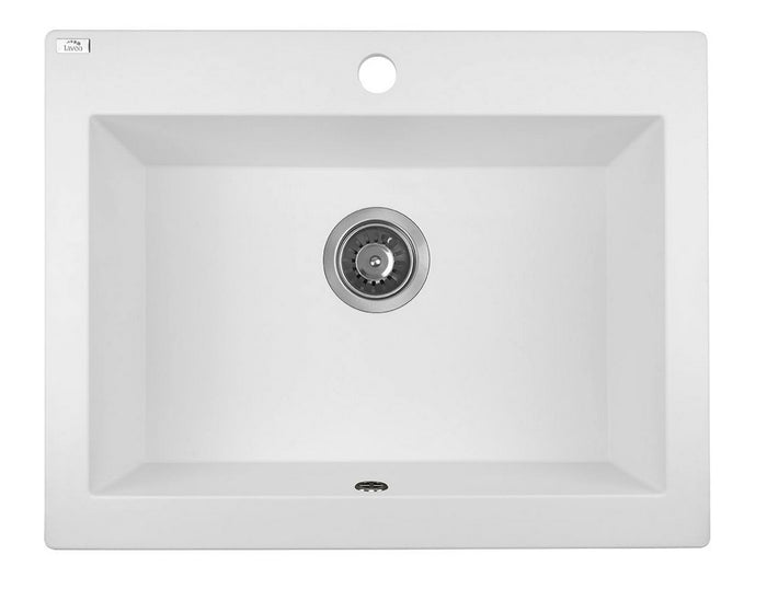 Lavello a Vasca Singola con Grembiule 63x49 cm | Ceramica Moderna, Sifone Salvaspazio Incluso