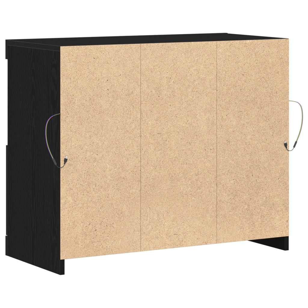 Credenza con Luci LED Rovere Nero 81x37x67 cm
