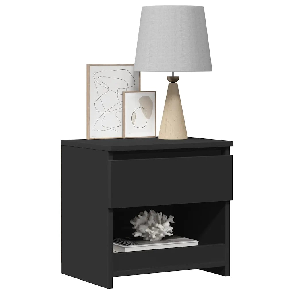 Comodini 2 pz Neri 40x30x39 cm in Legno Multistrato 803446