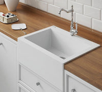 Lavello a Vasca Singola con Grembiule 63x49 cm | Ceramica Moderna, Sifone Salvaspazio Incluso