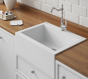 Lavello a Vasca Singola con Grembiule 63x49 cm | Ceramica Moderna, Sifone Salvaspazio Incluso