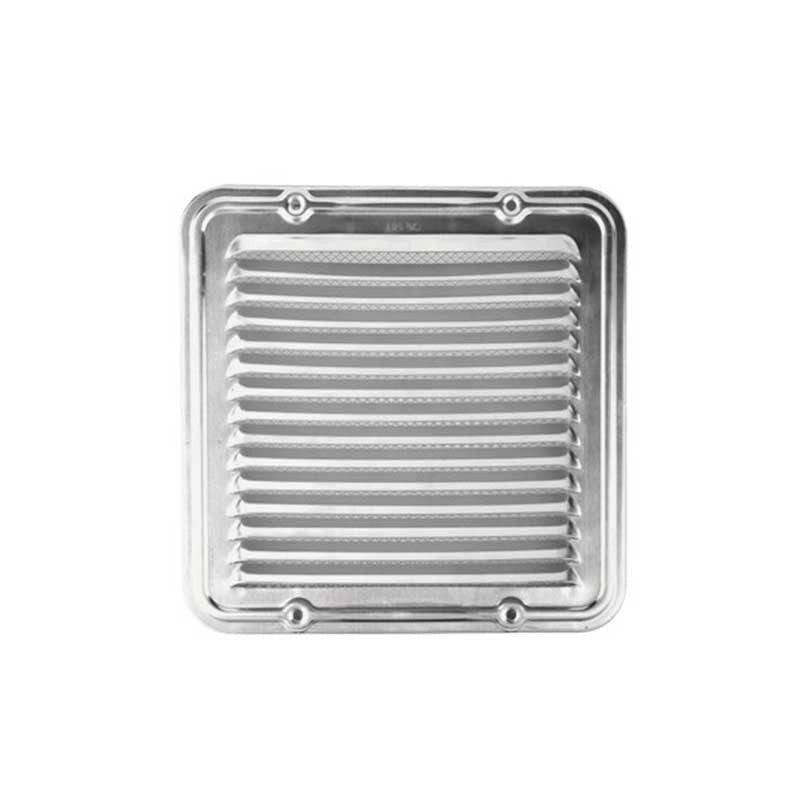 Griglia di aerazione rettangolare in alluminio con retina : Dimensione - 200x200 pass.aria cm2 122