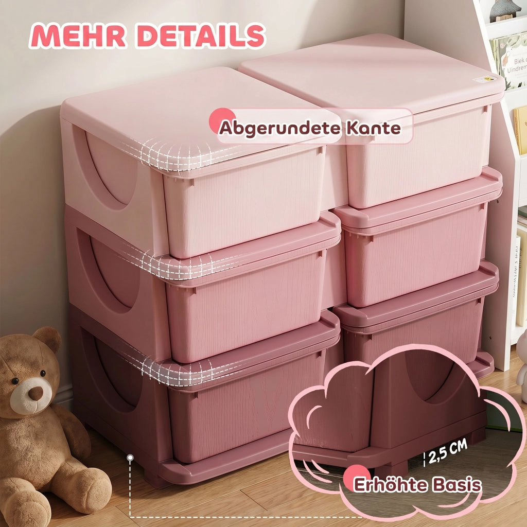 Portagiochi per bambini con 6 cassetti e 3 ripiani ¨C zephmum ¨C 75x37x56,5cm rosa